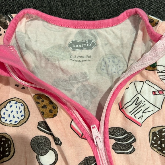 Kids MudPie One Piece Pink with Cookie and Milk Print - Picture 2 of 2